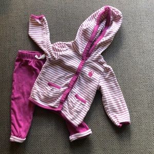EUC, Hooded cardigan and leggings set 6 month Pink